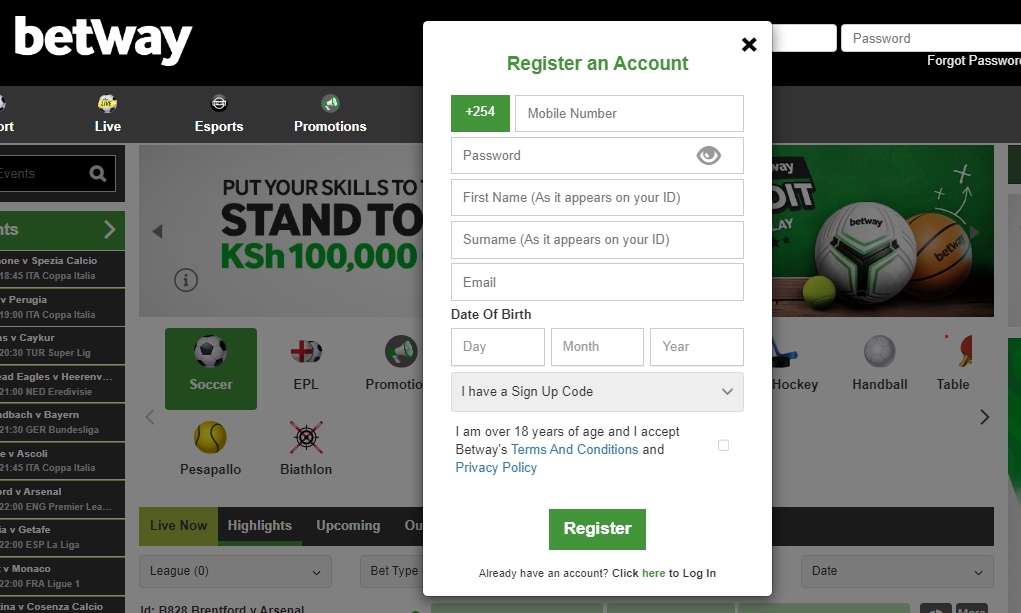 Betway Register New Account