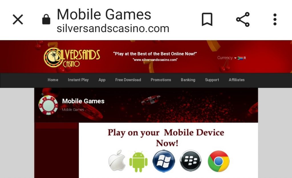 SilverSands Mobile Casino South Africa