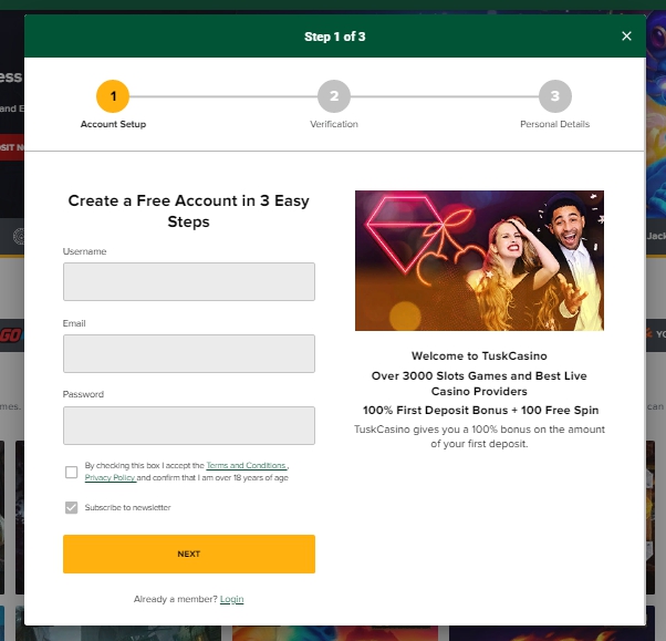 Tusk Casino Registration